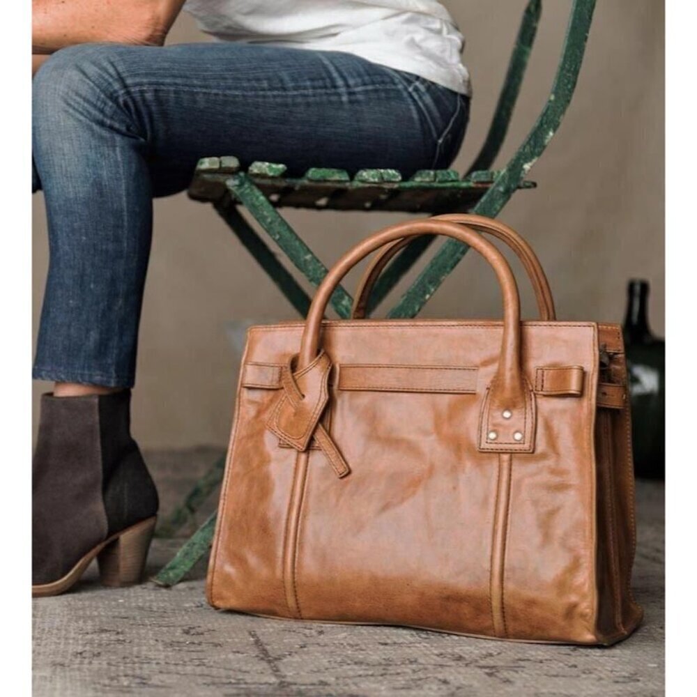 Peter Nappi Purse Brown Italian Leather Shoulder Bag Luxury Tote